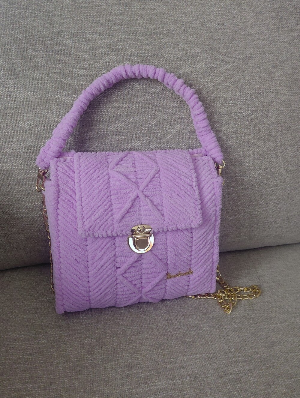 Lilac ,lavender Embroidered Handbag